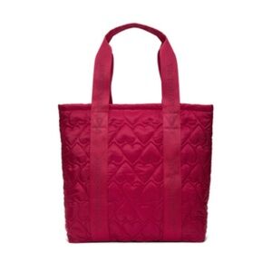 Victoria's Secret Red Tote Bag with Quilted Design and Sturdy Handles